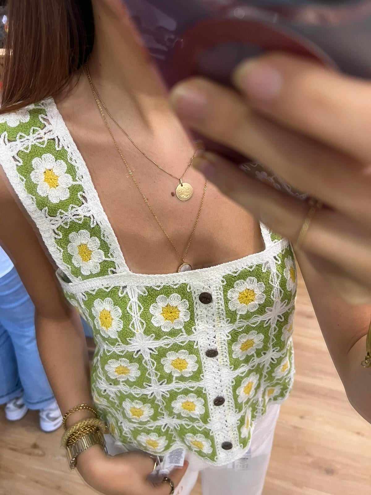 Débardeur VERT CROCHET - 14H625