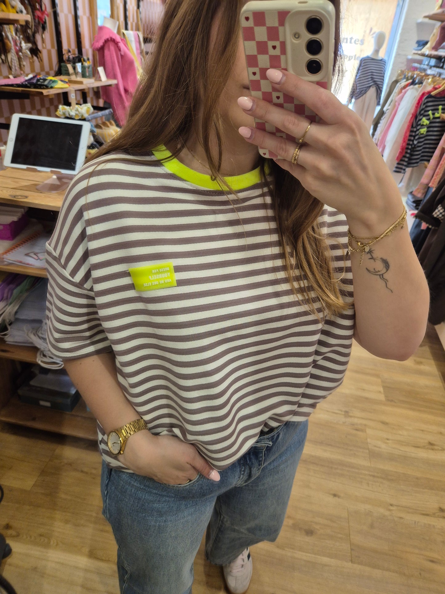 Tee-shirt TAUPE/BLANC - 08603