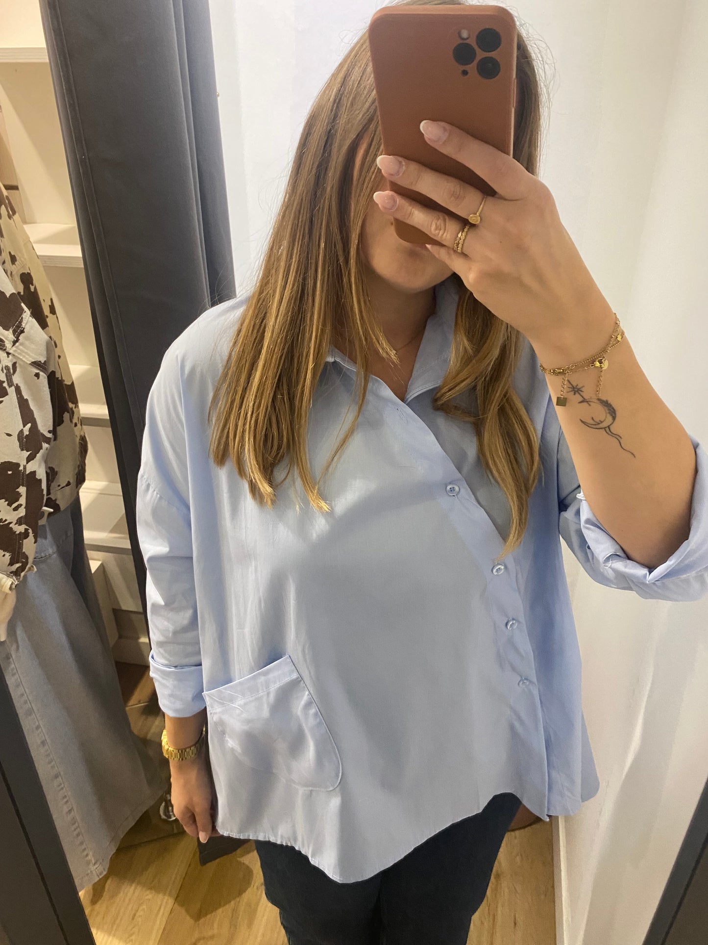 Chemise asymétrique BLEU CIEL - 33212