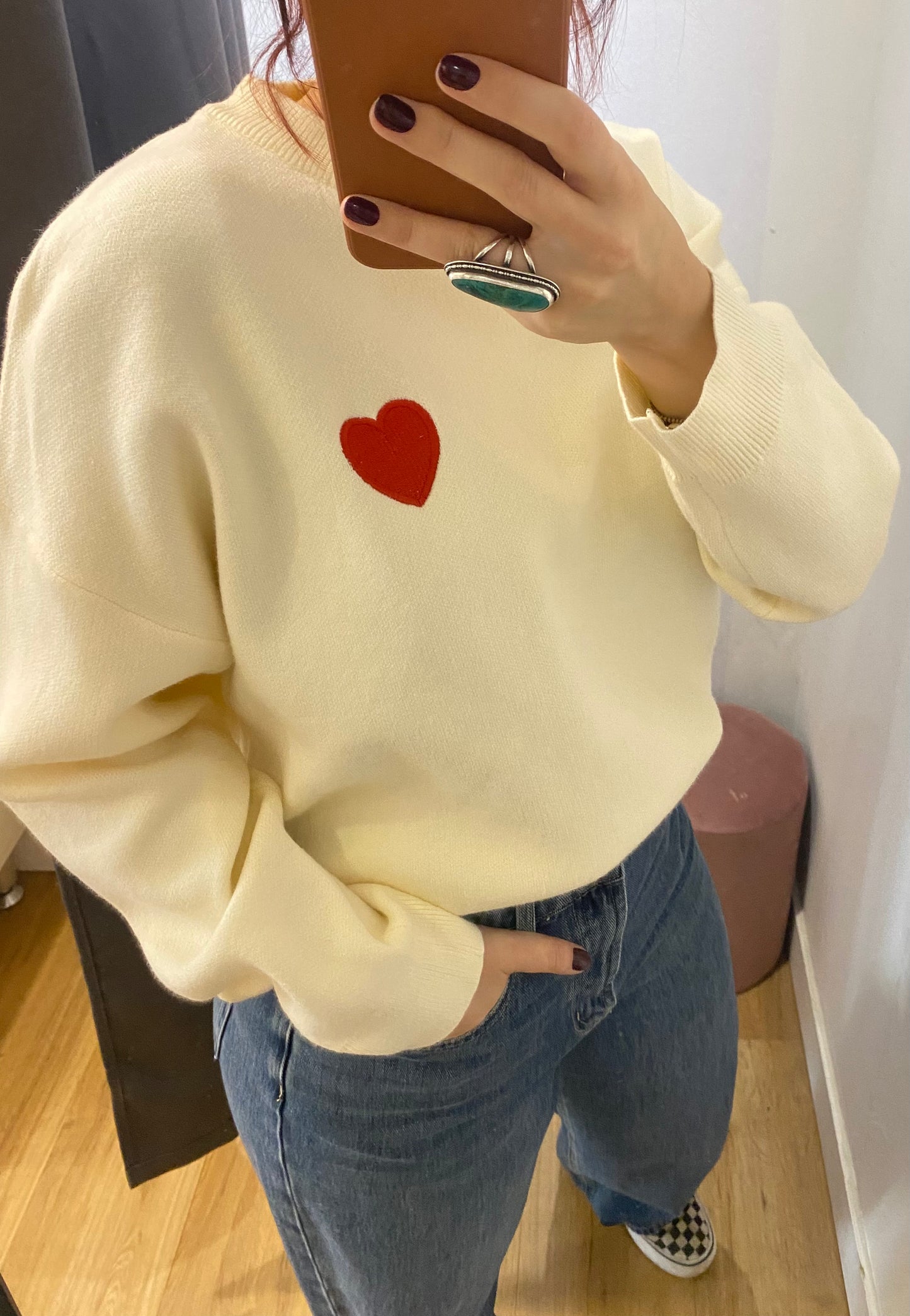 Pull ECRU COEURS - 2739