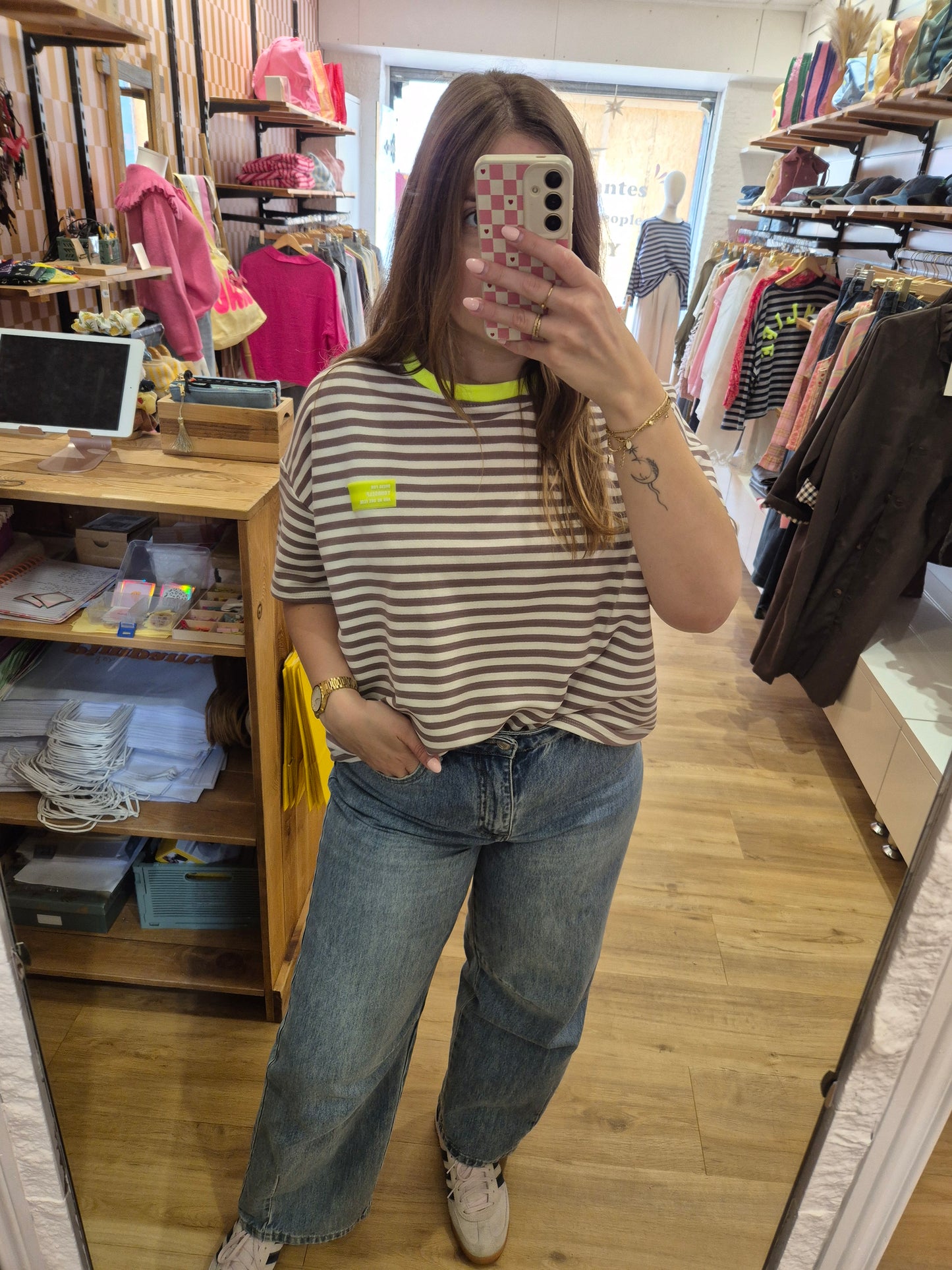 Tee-shirt TAUPE/BLANC - 08603