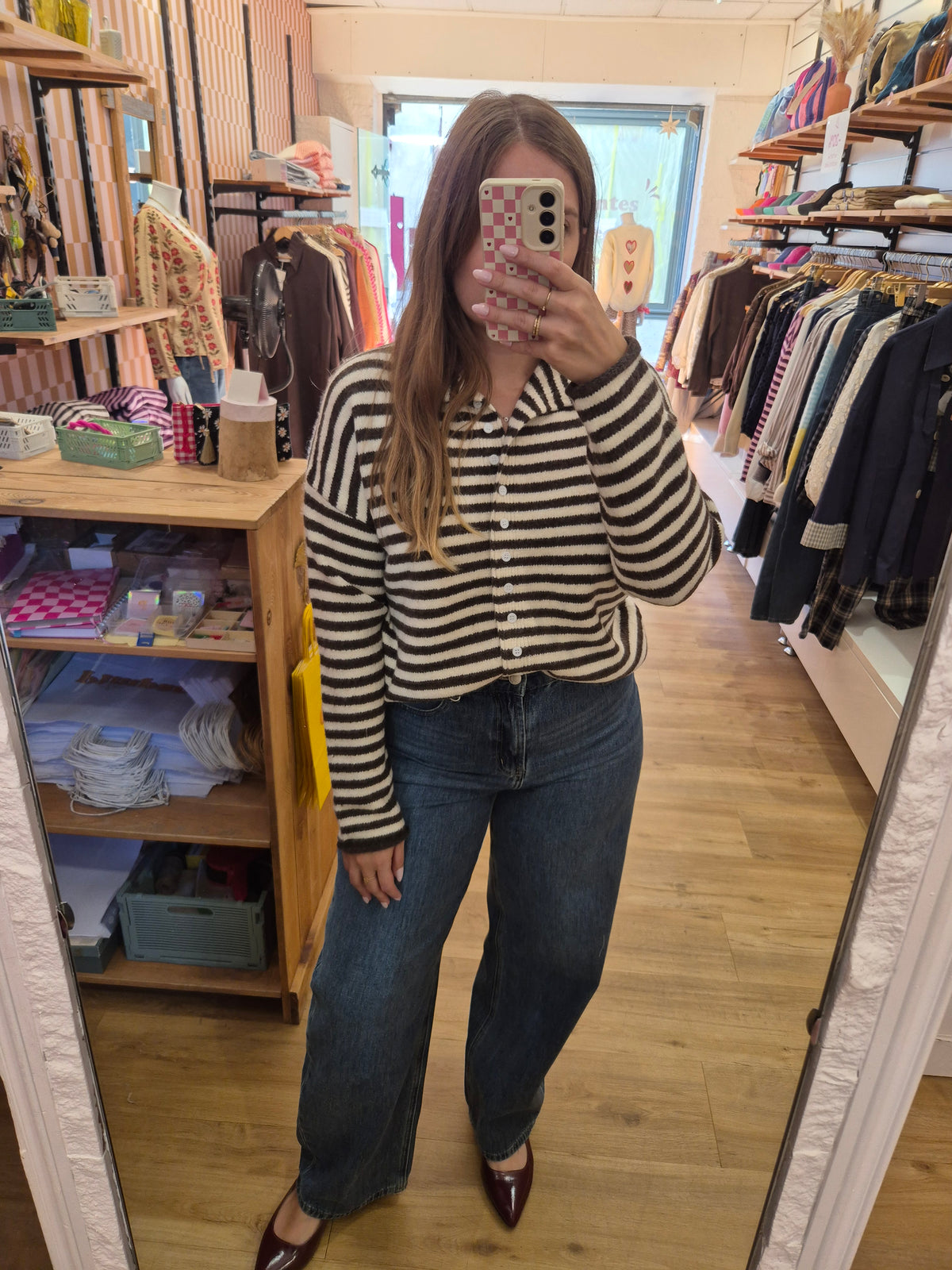 Gilet MARRON/ECRU - a8410