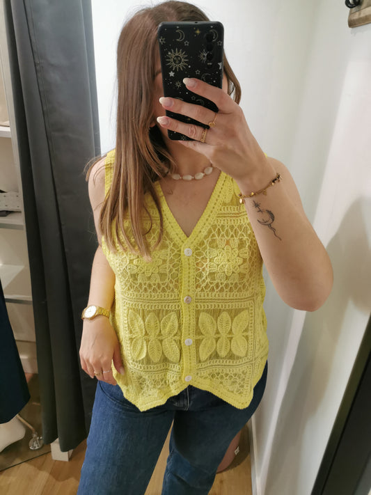 Top CROCHET JAUNE - M431